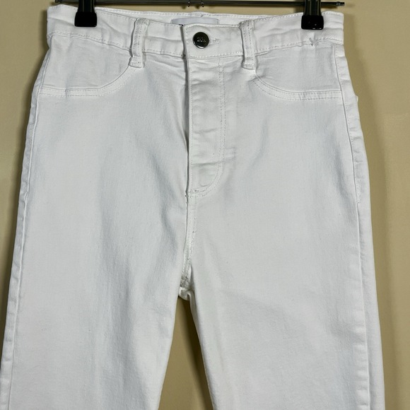 Zara High Waist Skinny Jeans White 4 Baddie Going Out Casual Chic - Picture 3 of 9